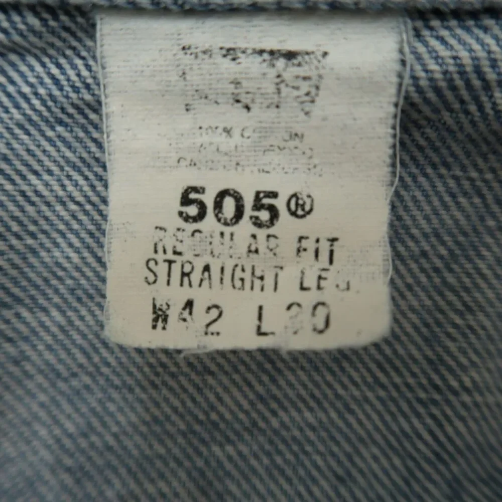 Levi's 505 Jeans Mens Size 42x30 (40x30 Actual) Blue Vintage Regular Straight